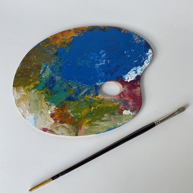 ARTIST'S PALETTE, Small Wooden (Blue Paint)